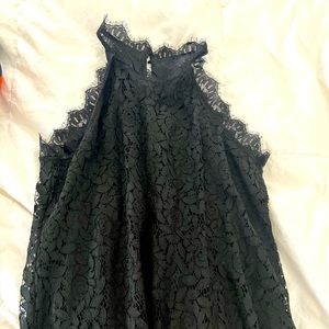 Lace black floral high neck tank